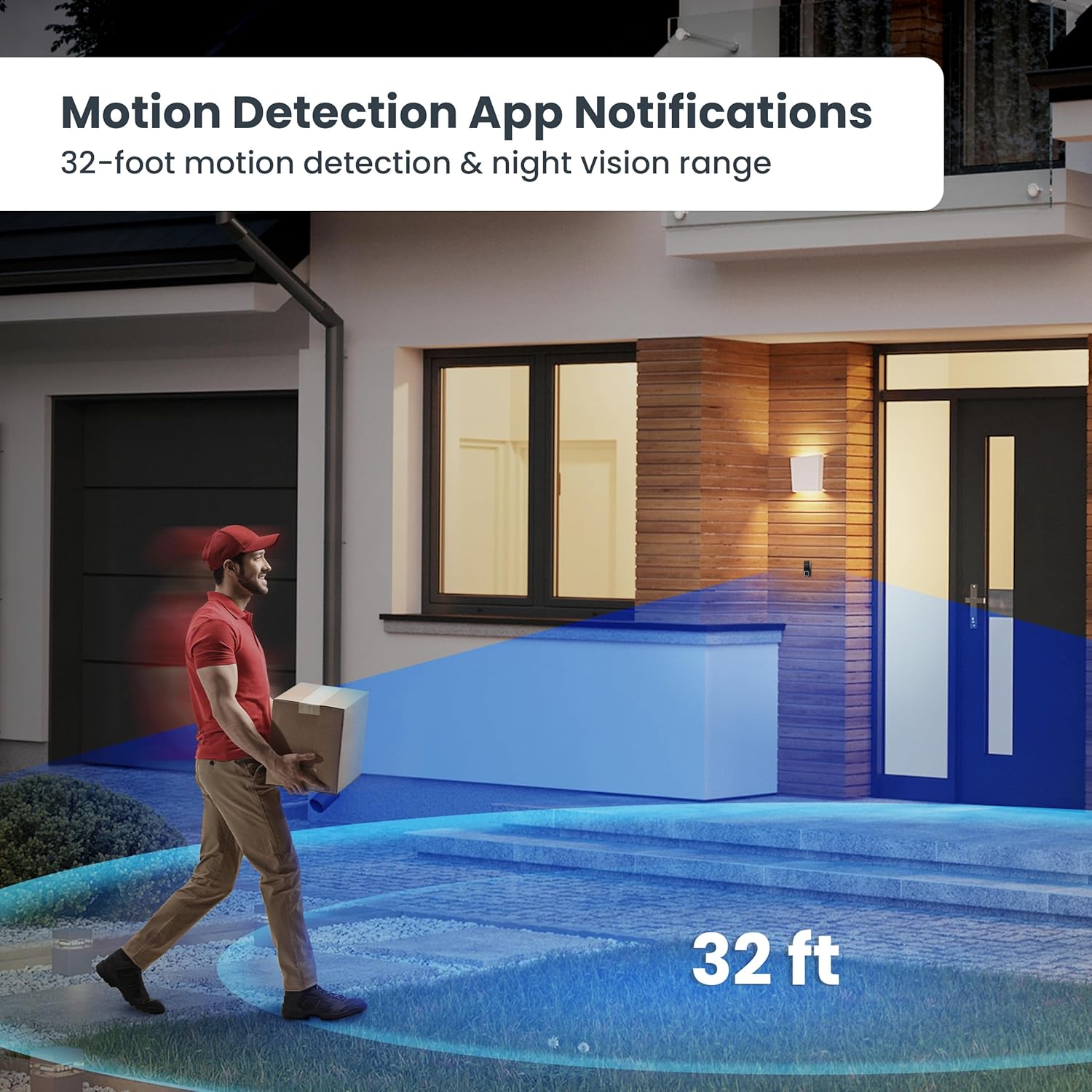 Feit Electric Smart Doorbell Camera, Wired 2K HD Video, Night Vision, Motion Detection, Two-Way Audio, Alexa/Google Assistant Compatible, App Control, Wireless Chime Included, CAM/Door/WiFi/G2 - Image 4