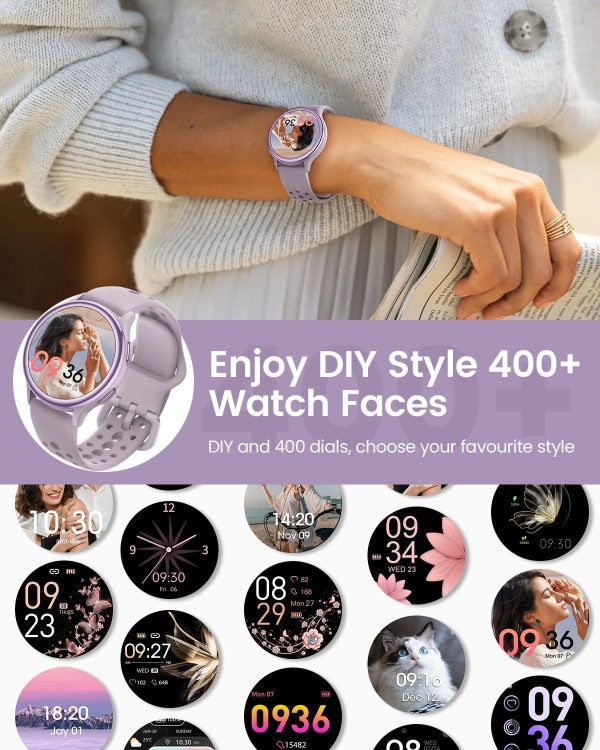 RUXINGX Smart Watches for Women [Make Call/Answer/400+Watch Face] Android & iPhone Compatible, 1.27" Fitness Tracker 24/7 Heart Rate Sleep Steps SpO2 Monitor, IP68 Waterproof Fitness Watch, Purple - Image 2