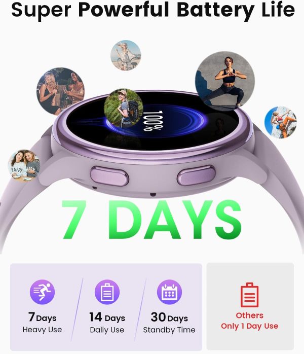 RUXINGX Smart Watches for Women [Make Call/Answer/400+Watch Face] Android & iPhone Compatible, 1.27" Fitness Tracker 24/7 Heart Rate Sleep Steps SpO2 Monitor, IP68 Waterproof Fitness Watch, Purple - Image 3