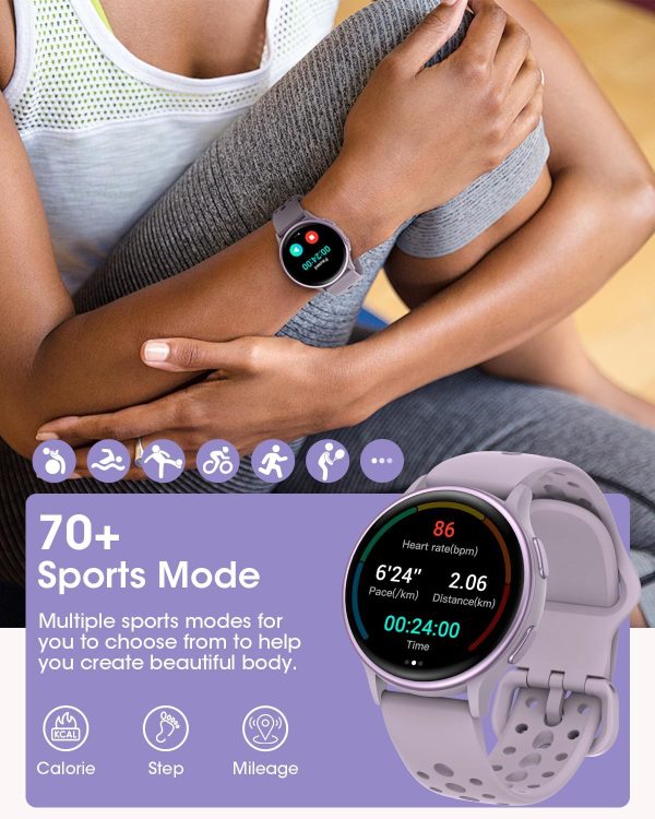 RUXINGX Smart Watches for Women [Make Call/Answer/400+Watch Face] Android & iPhone Compatible, 1.27" Fitness Tracker 24/7 Heart Rate Sleep Steps SpO2 Monitor, IP68 Waterproof Fitness Watch, Purple - Image 4