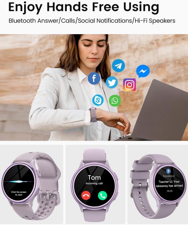 RUXINGX Smart Watches for Women [Make Call/Answer/400+Watch Face] Android & iPhone Compatible, 1.27" Fitness Tracker 24/7 Heart Rate Sleep Steps SpO2 Monitor, IP68 Waterproof Fitness Watch, Purple - Image 5