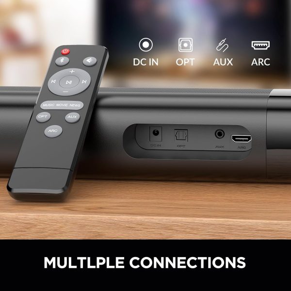 Sound Bar for Smart TV, Soundbar with Bluetooth/ARC/Opt/AUX Connect, Auto Volume Boost, 3 Equalizer Modes, 2 in 1 Detachable Soundbar for TV/PC/Gaming/Projectors - Image 6